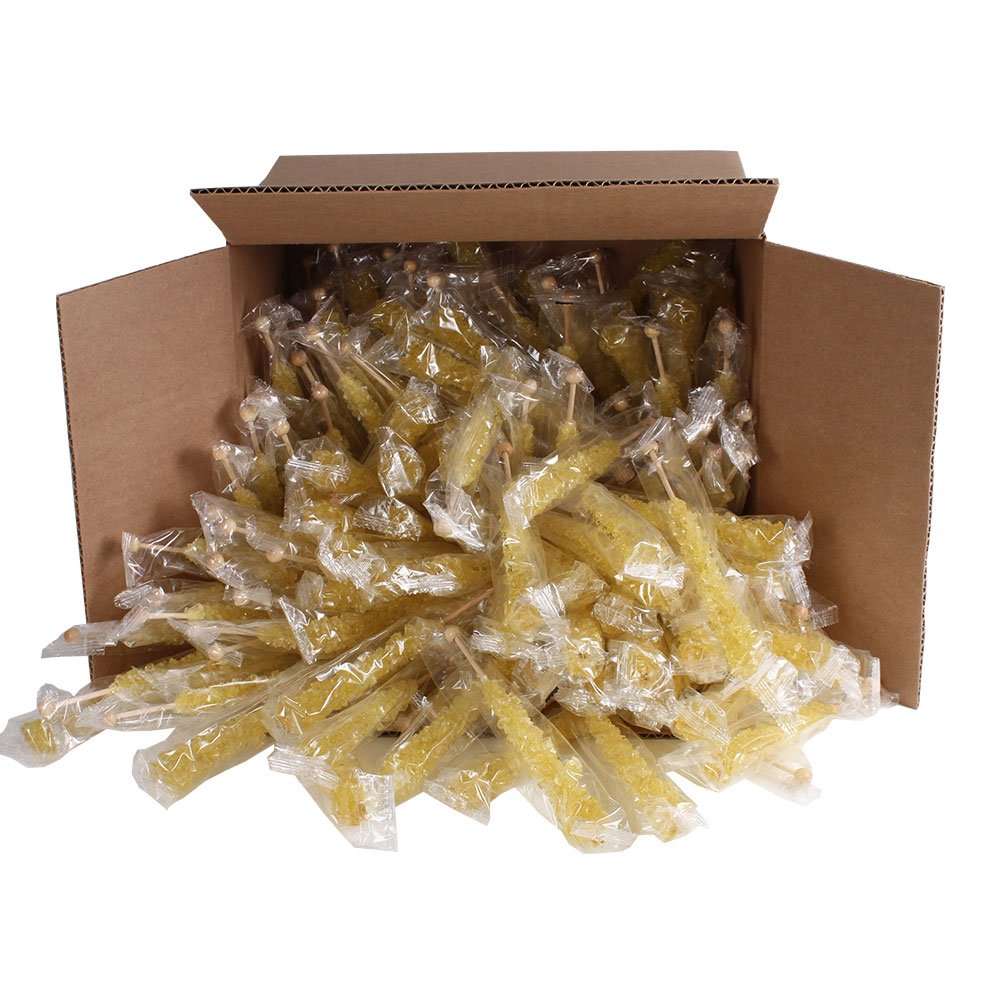 Espeez Extra Large Rock Candy Sticks - 144 Count - Individually Wrapped - Gold - Great for Candy Buffets, Birthdays, Weddings, Baby Showers