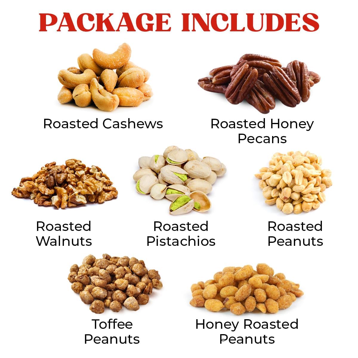 Mother'S Day Nuts Gift Basket, 7 Sectional Mothers Day Gift Basket With Cashews, Pistachios, Walnuts, Honey Glazed Pecans, Toffe