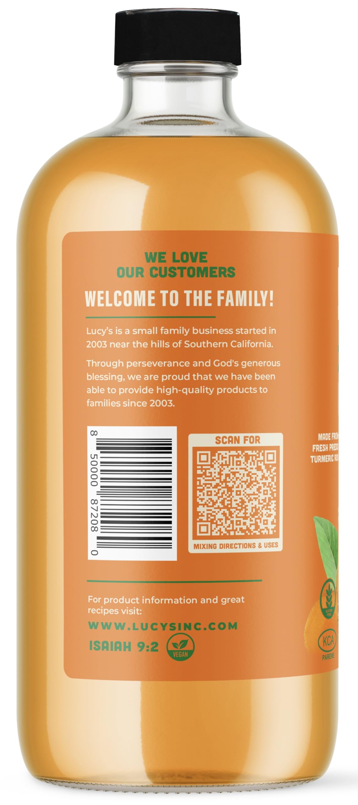 Lucys Organic Non-GMO Turmeric Juice, 34 Fl Oz, Fresh Pressed in Glass Bottle