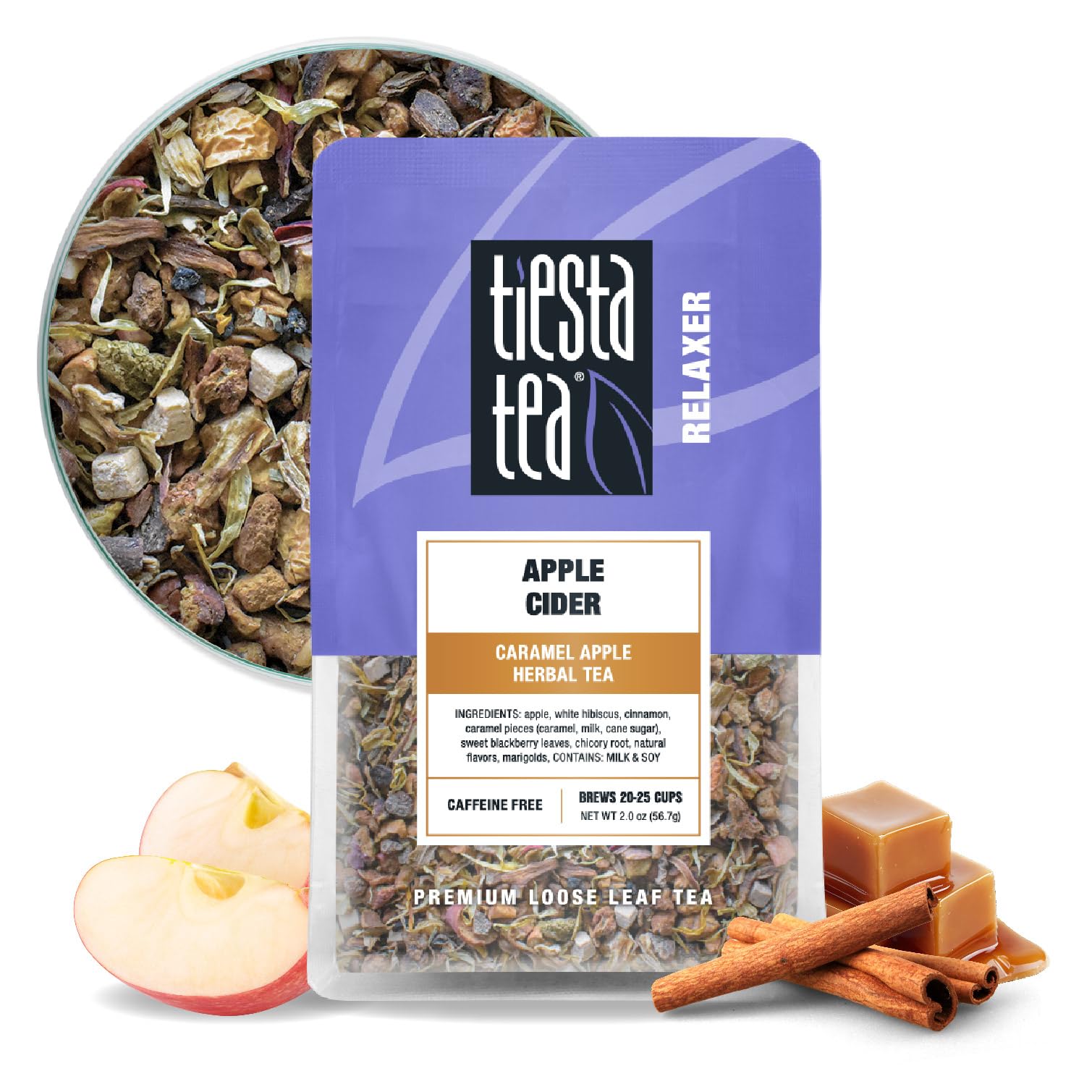 Tiesta Tea Apple Cider Herbal Tea, Non-Caffeinated, Loose Leaf, 2oz Resealable Pouch, Brew Up to 25 Cups