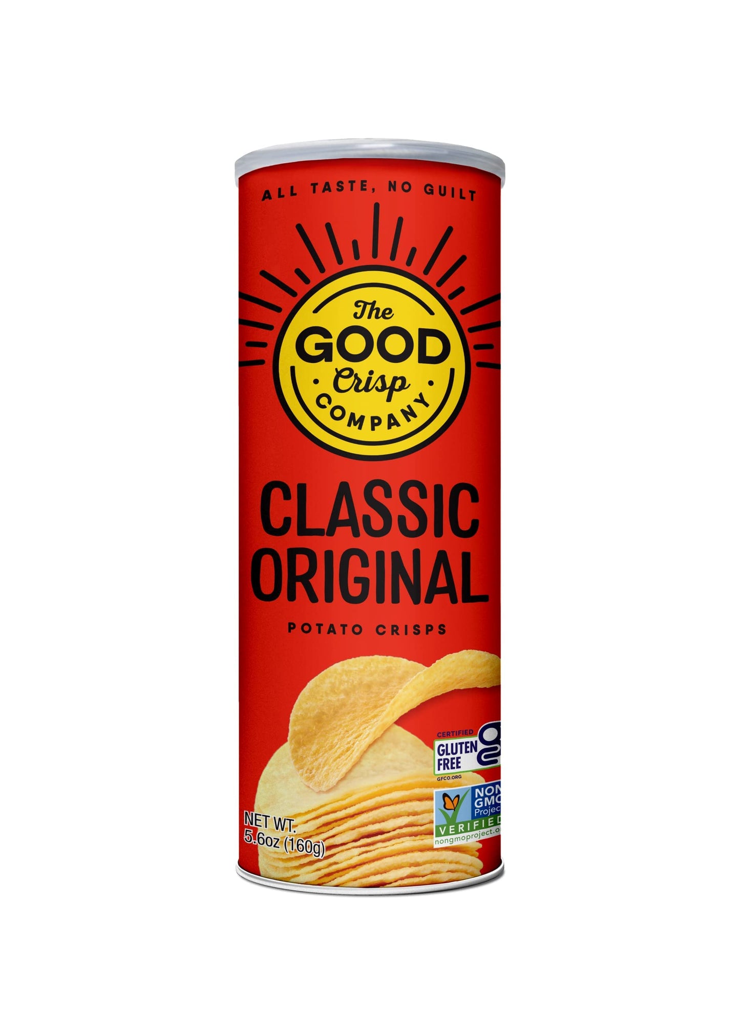 The Good Crisp Company, Original Gluten Free Potato Chips (5.6 Ounce Canisters, Pack Of 8), Non-Gmo, Allergen Friendly, Potato Chip Snack Pack, Gluten Free Snacks