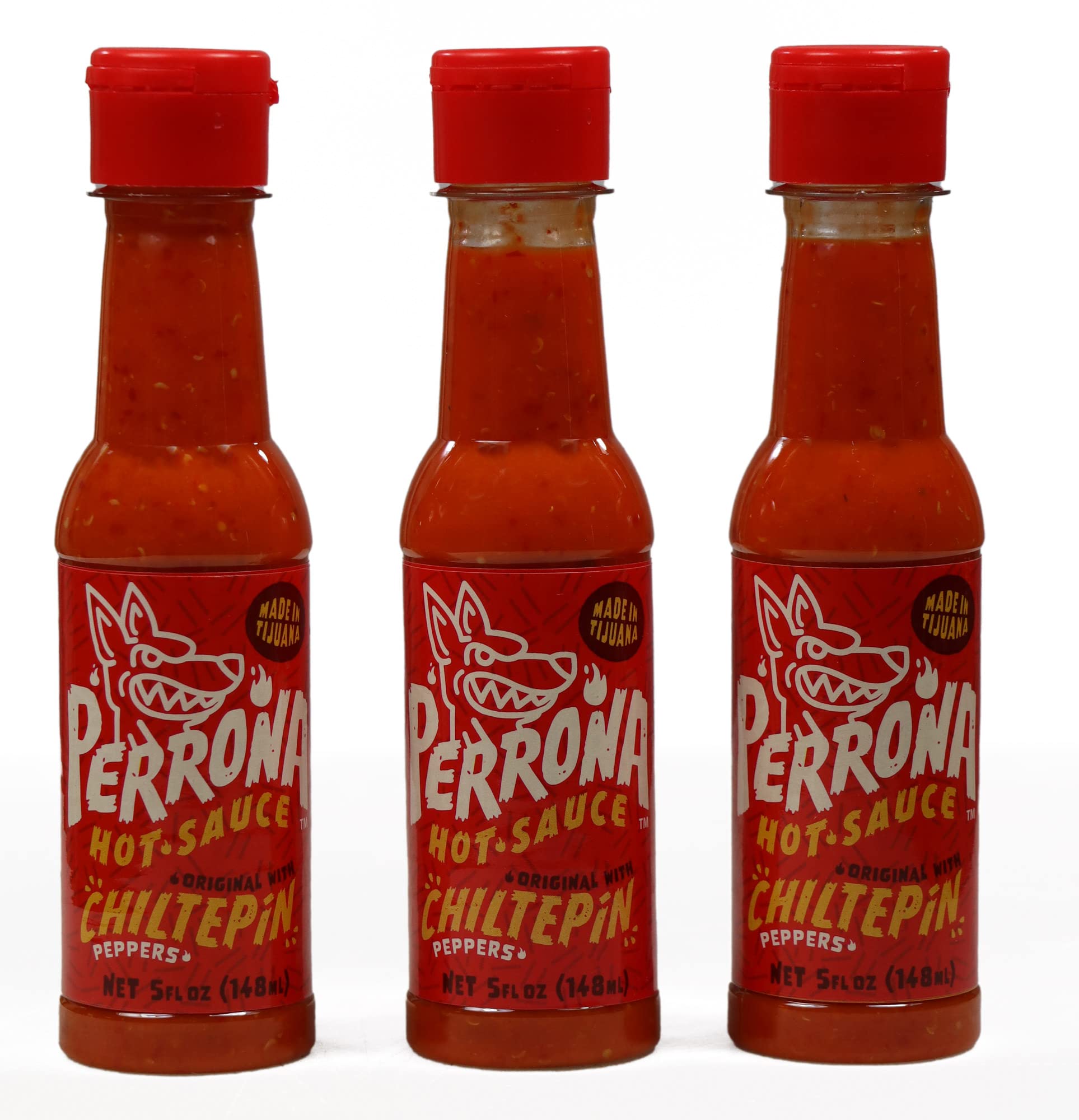 La Perrona Chiltepin Hot Sauce 5 Ounce Bottle | Red Chiltepin Pepper Salsa Picante | Extra Spicy | Handmade 5Oz (Pack Of 3)