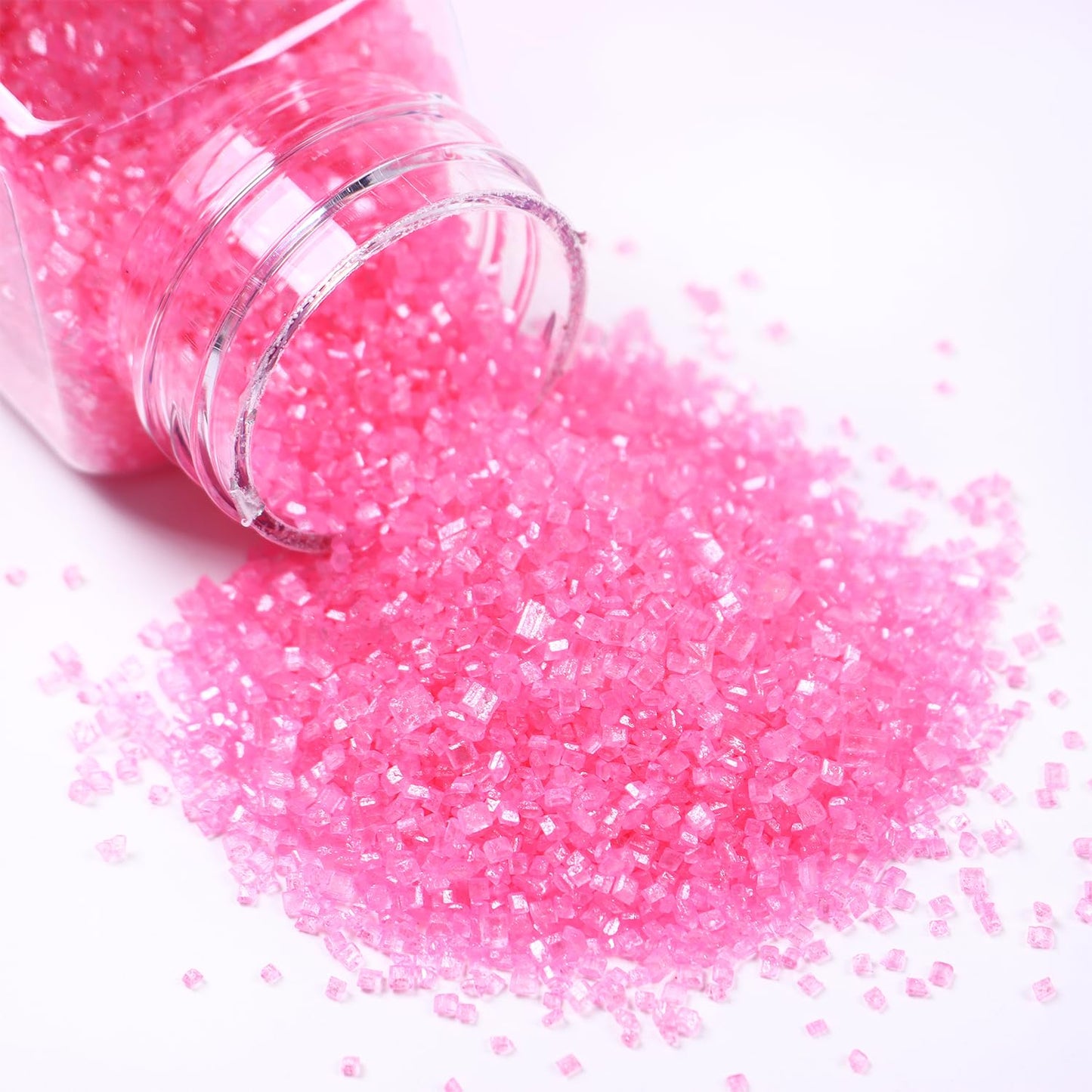 Sanding Sugar Pink Edible Sugar Sprinkles Sanding Sugar For Cake Decorating, Sparkling Edible Crystal Candy White Pearl Sugar Fo