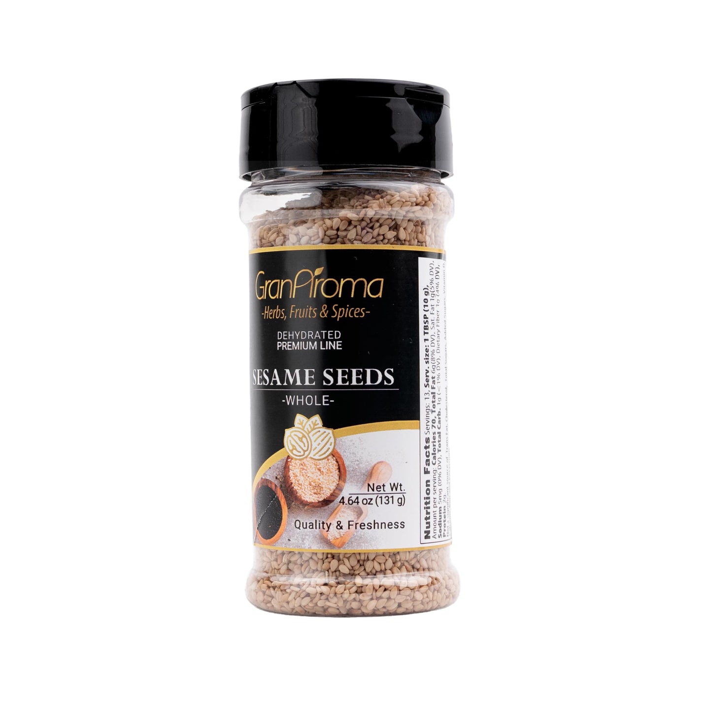 Granaroma Whole Sesame Seeds, Whole, Raw & Unhulled, Crunchy (4.64 Ounce)