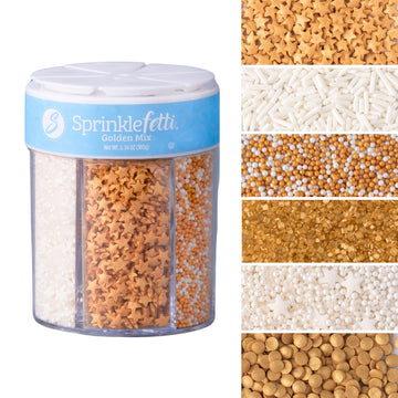 Sweets Indeed Sprinkles, Edible Sprinkle Mix, Perfect For Cake Decorations, Baking, Ice Cream, Cookies, Cupcake Topper (Gold)