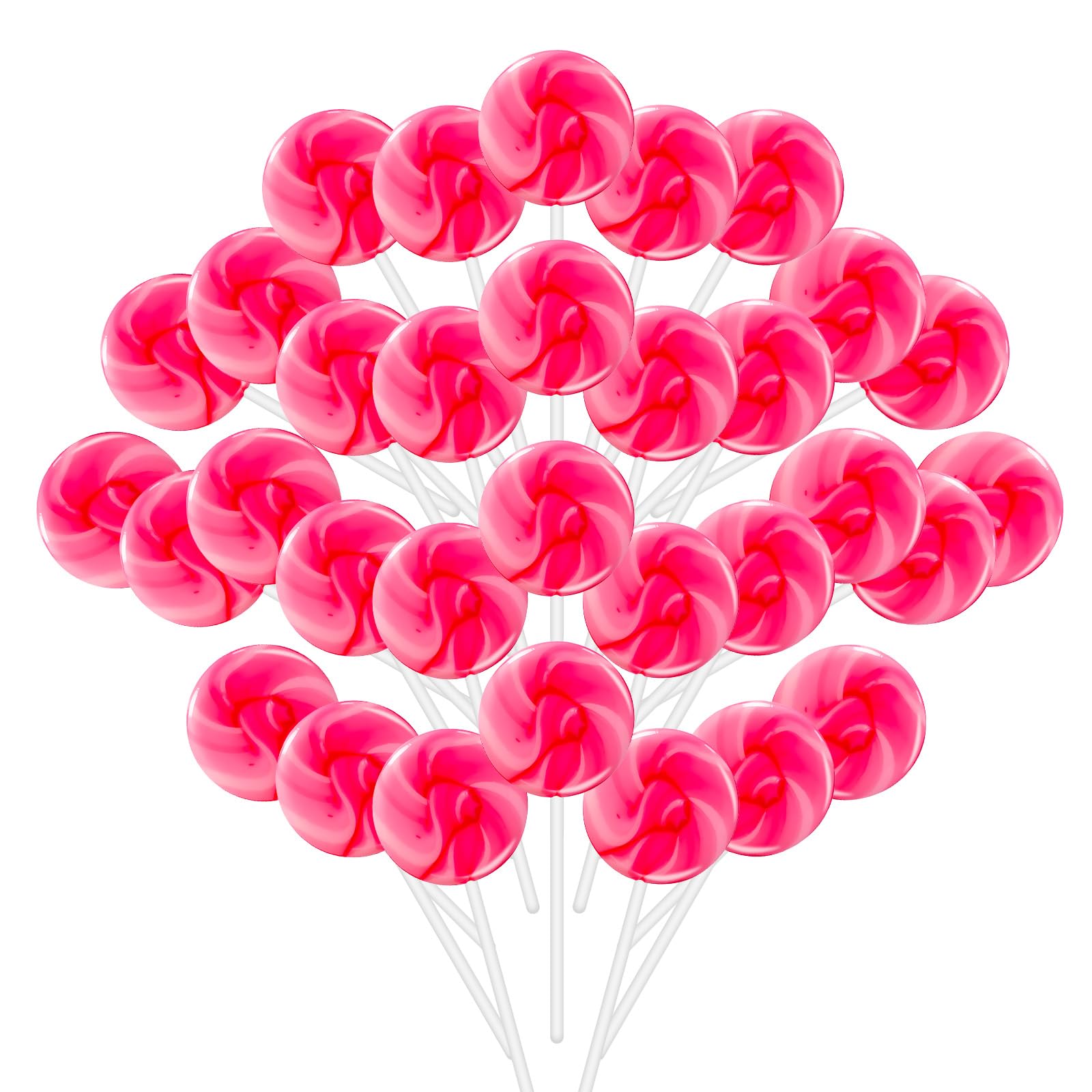 ZOFIA SWEET 32 Pack Twisty & Swirl Lollipops, Individually Wrapped, Pink, Baby Shower & Party Favors, No Artificial Dyes or Flavors