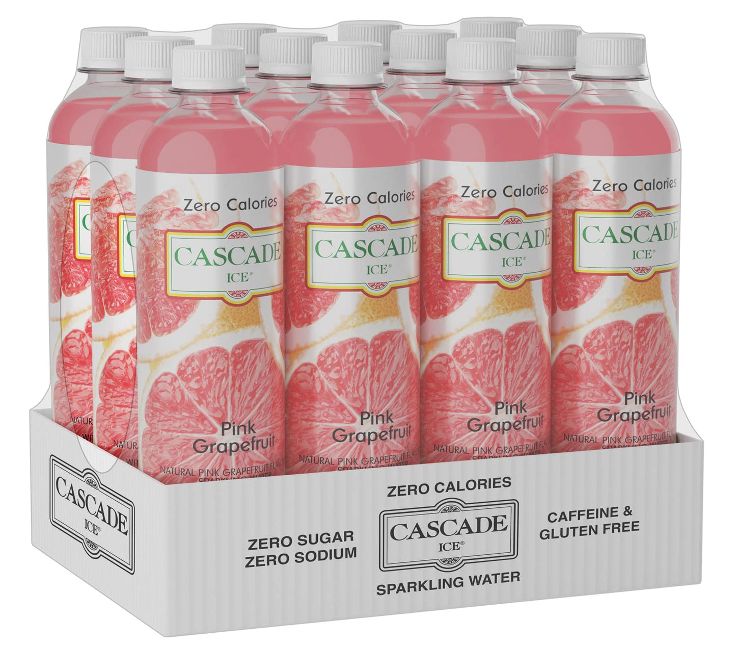 Cascade Ice Sparkling Water, Pink G fruit, 17.2 Fl Oz, Pack of 12