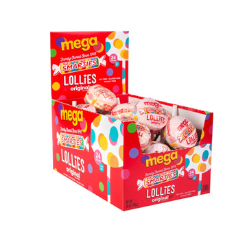 Smarties Double Lollies Mega - Gluten Free  Peanut Free  Fat Free Assorted Fruity Flavors Lollipops - Perfect for Birthdays  Parties - Made by US Candy Company Since 1949-24 Count (Pack of 1)