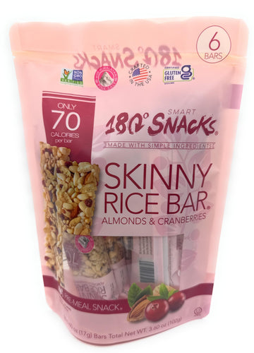 180 Snacks, Skinny Rice, Almonds & Cranberries, 6 Bars