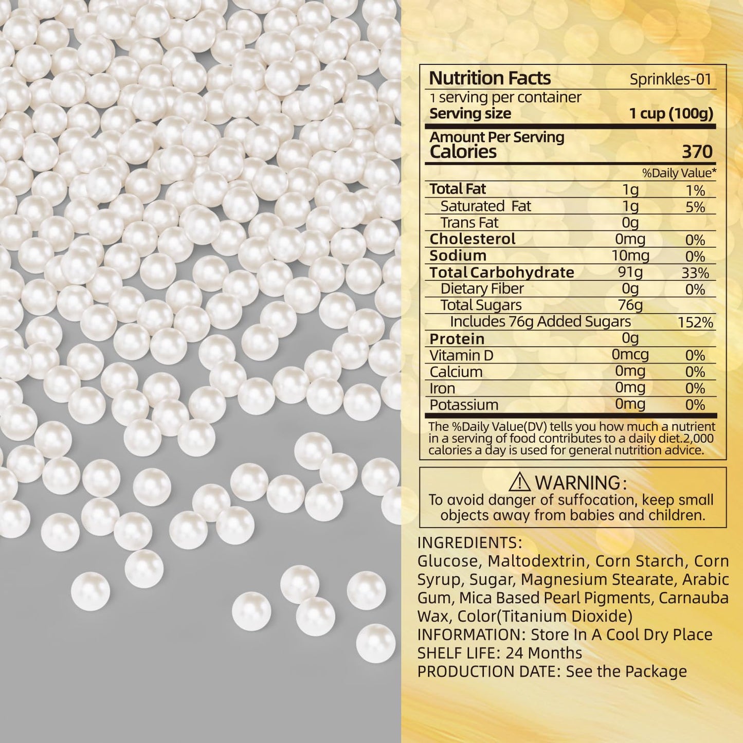 Bayep Edible Pearls For Cake Decorating 7Mm White Sprinkles For Cookies, Baking, Ice Cream, Cupcake Topper Pearl Sprinkles Perfe