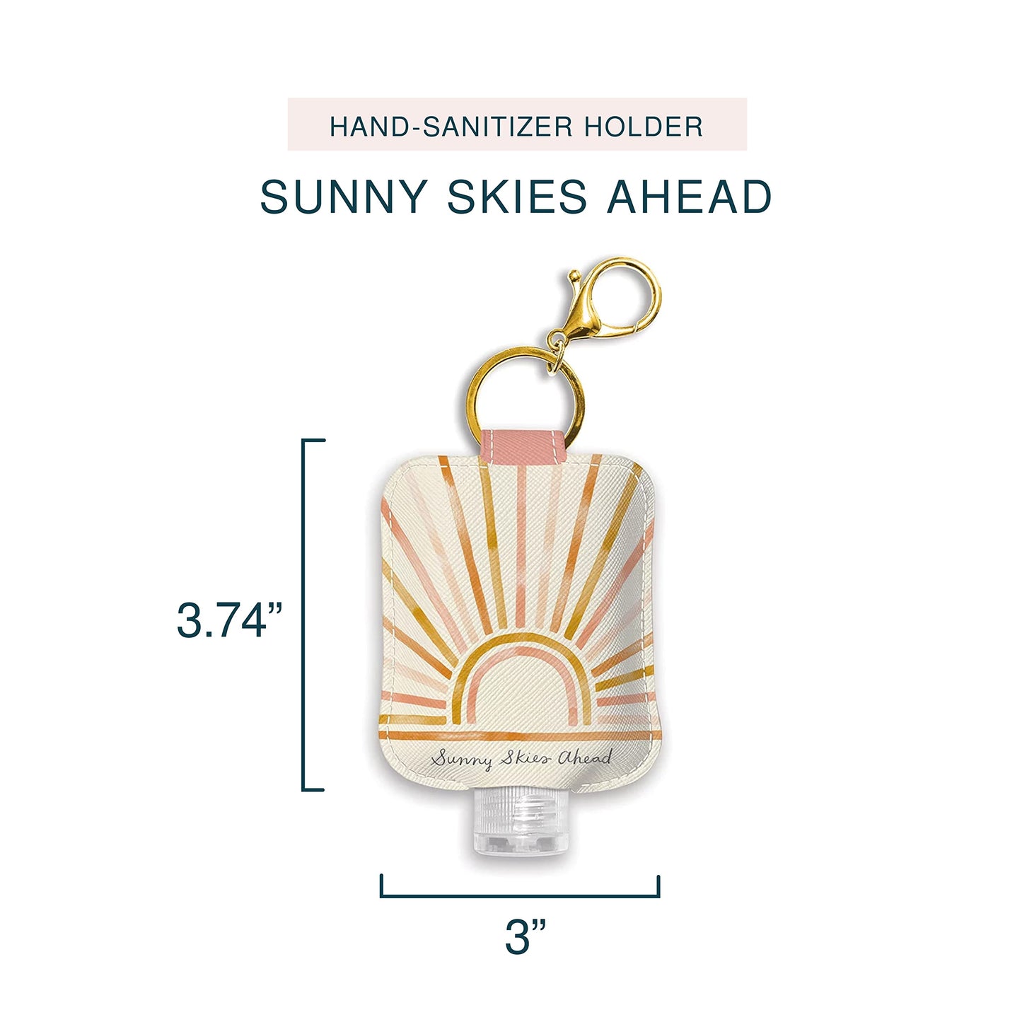 Studio Oh! Hand Sanitizer Holder With Travel Bottle Refillable Mini Bottle In Sunny Skies Ahead With Portable Keychain Holder Ke
