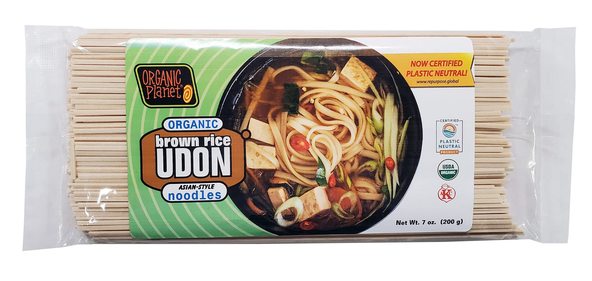 Organic Planet Organic Brown Rice Udon Noodles, Japanese Style Asian Pasta, Kosher, Vegan, 7 oz