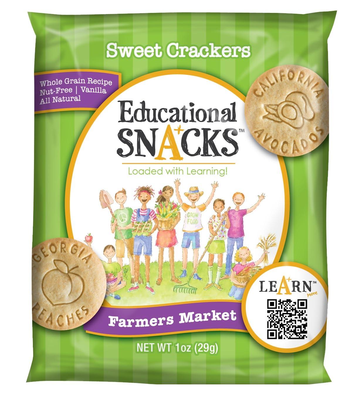 DICK & JANE EDUCATIONAL SNACKS – Nut-Free Snacks for Kids, 120-Pack, All-Natural, Farmers Market Edition