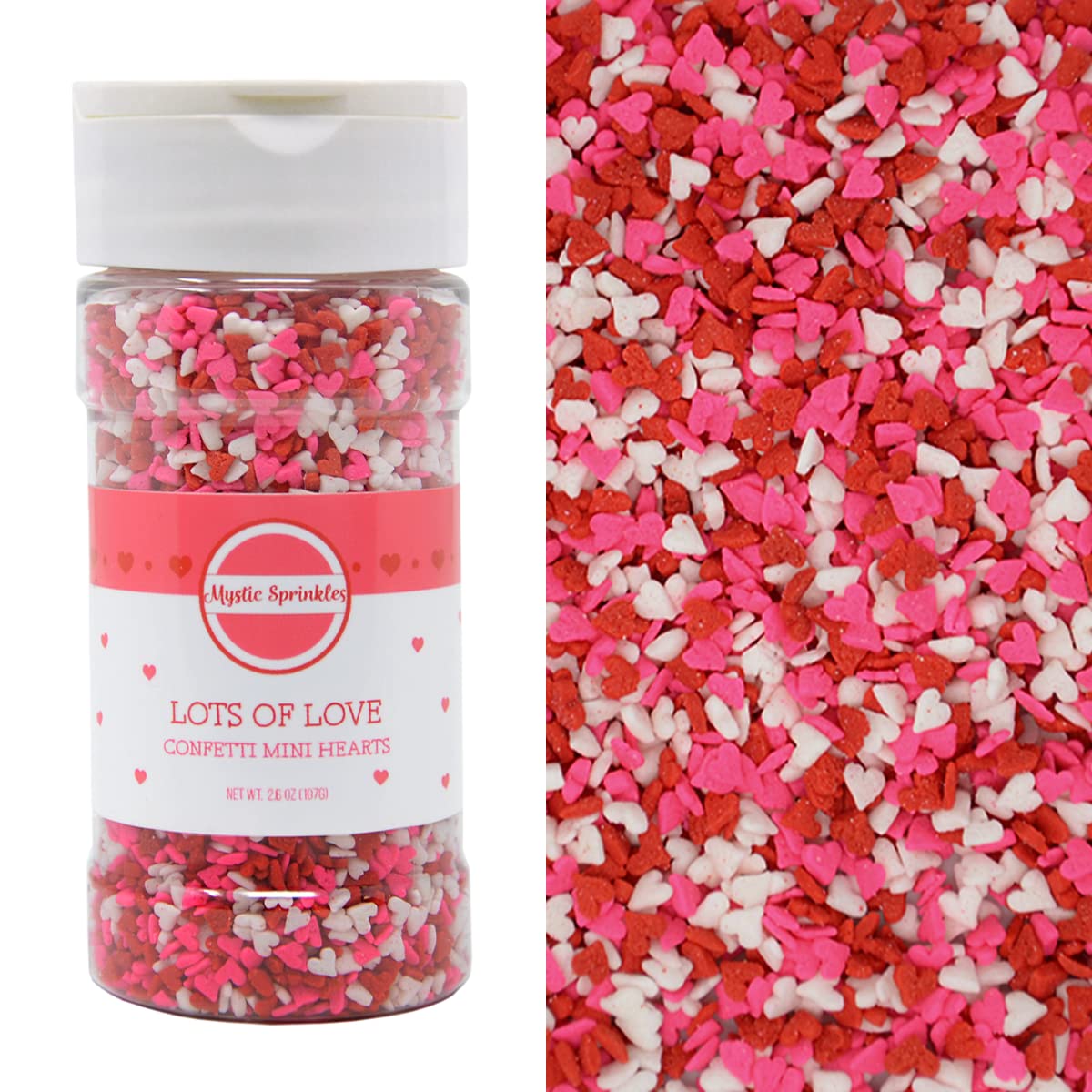 Mystic Sprinkles Valentine's Day Sprinkle Mixes (Lots of Love Mini Hearts 2.6oz)