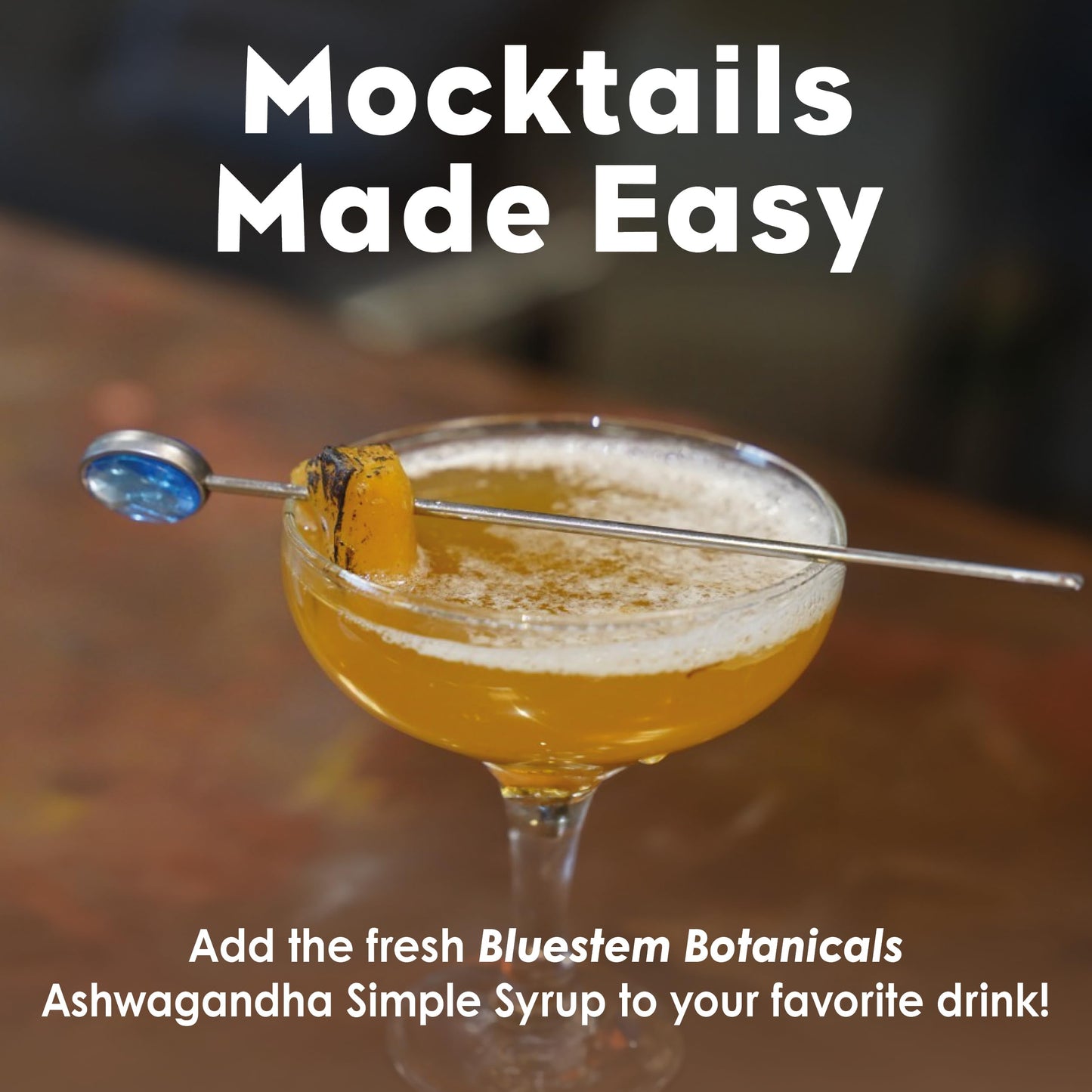 Bluestem Botanicals Organic Ashwagandha Simple Syrup, Cocktail & Mocktail Mixer, 8 Fl Oz, Non-  ic