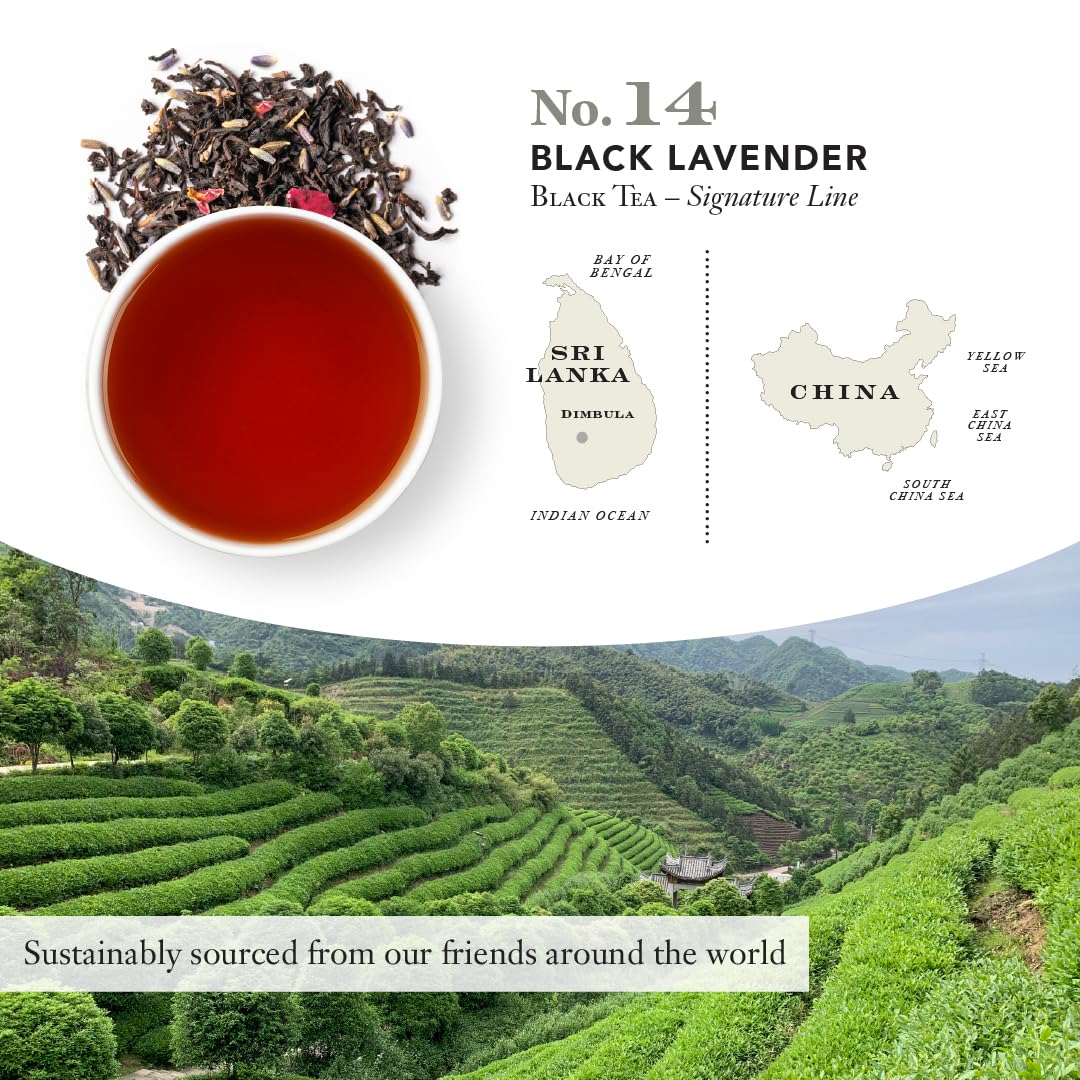 Smith Teamaker Black Lavender No. 14, Caffeinated, Sugar-Free, Sustainably Grown Full Leaf Black Tea Bags, 36 Sachets, 1.32Oz Ea