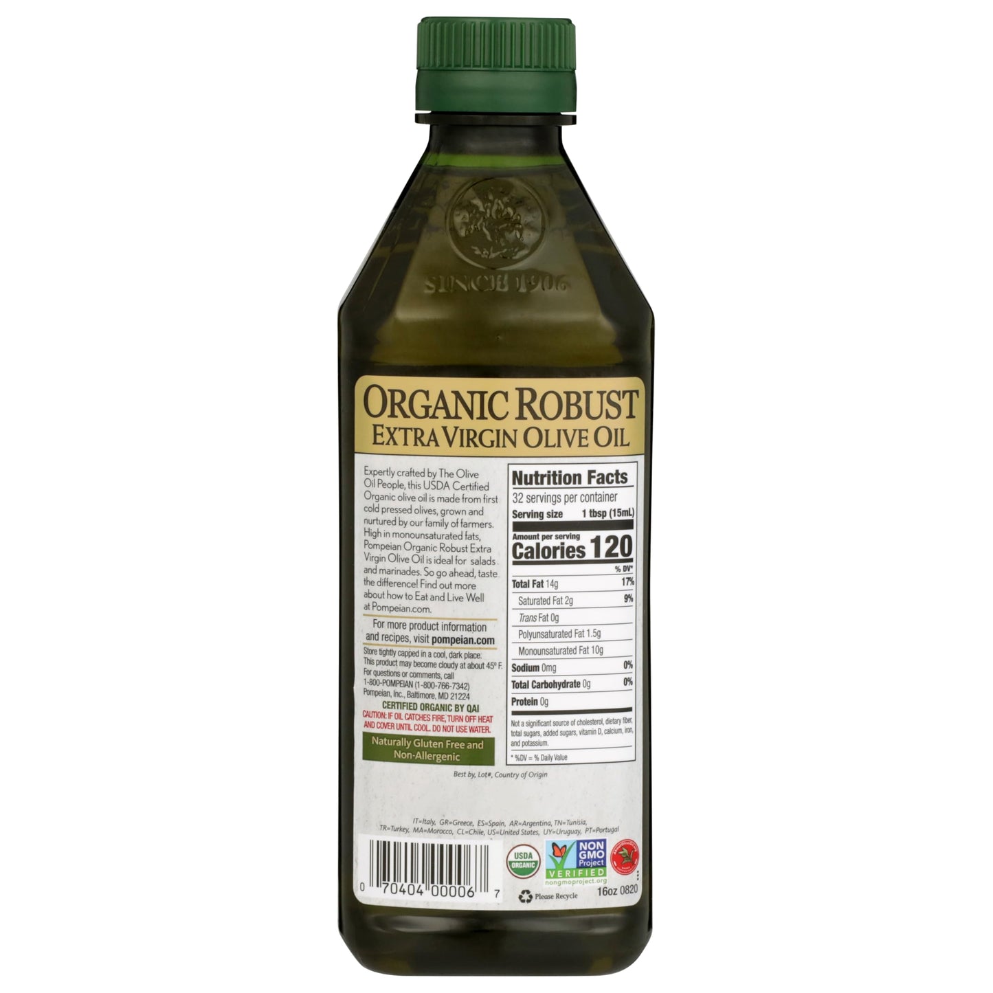 Pompeian USDA Organic Robust Extra Virgin Olive Oil, First Cold Pressed, Full-Bodied Flavor, Perfect for Salad Dressings & Marin