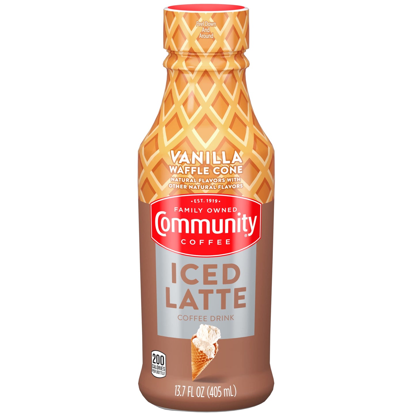 Community Coffee Iced Latte Vanilla Waffle Cone, 13.7 Fl Oz, Ready to Drink