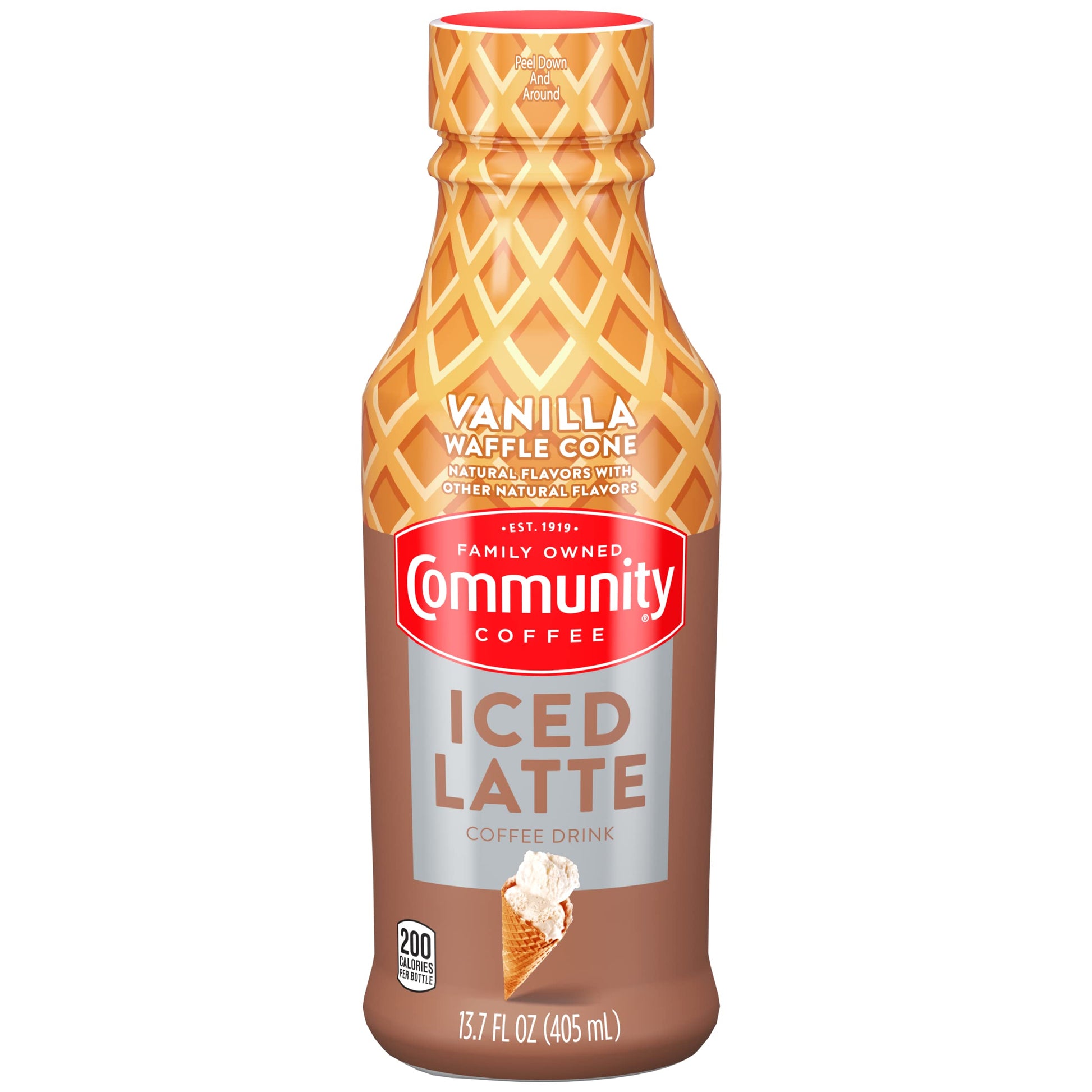 Community Coffee Iced Latte Vanilla Waffle Cone, 13.7 Fl Oz, Ready to Drink