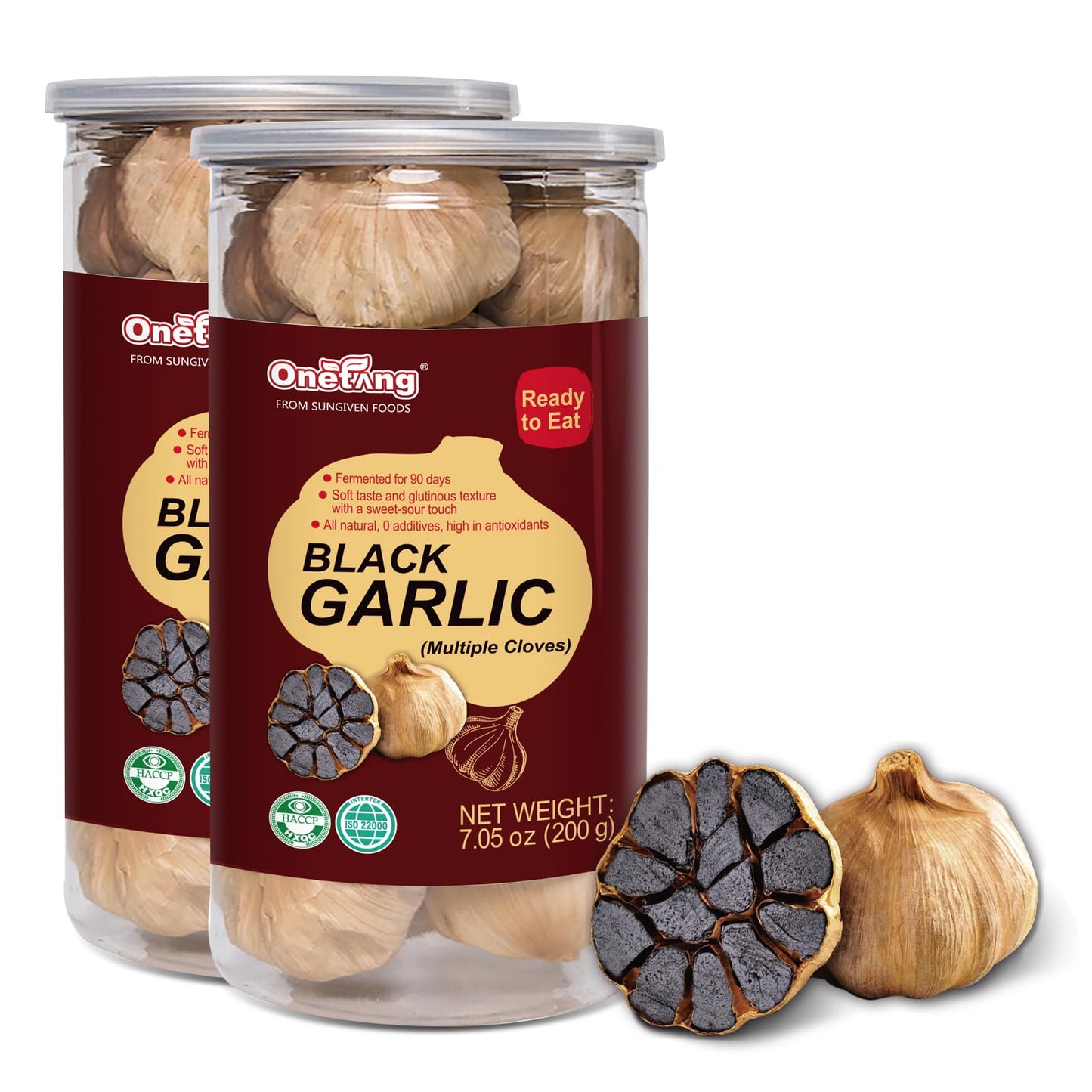 Onetang Black Garlic 7.05 Oz 2 Packs Multiple Black Garlic Fermented For 90 Days Super Foods Non-Gmo Non-Additives Ready To Eat