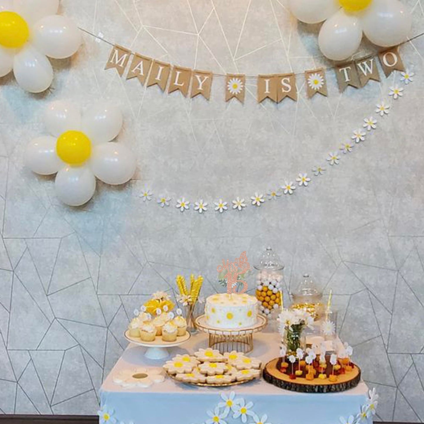 Rssta i Cake Topper - Happy 15th Birthday Decorations, Rose Gold Cardstock, 1 Pack