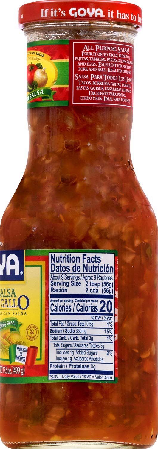 Goya Pico De Gallo Authentic Mexican Home-Style Chunky Salsa, 17.6 Ounce