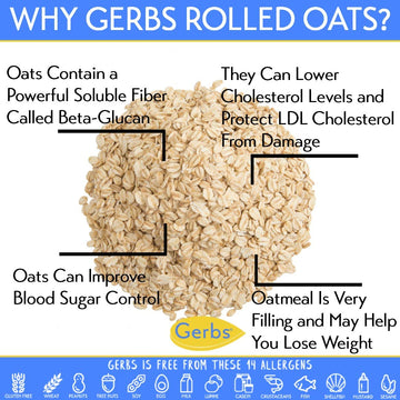 Gerbs Traditional Rolled Oats 4 Lbs. Premium Grade | Top 14 Food Allergy Free | Freshly Harvested In Resealable Bulk Bag | High In Fiber & Antioxidants, Control Overeating | Gluten Peanut Tree Nut Free