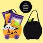 Needzo Peeps Ghosts and Pumpkins Marshmallows with Felt Trick or Treat Tote, Halloween Candy Filled Goodie Bag, 4 Items