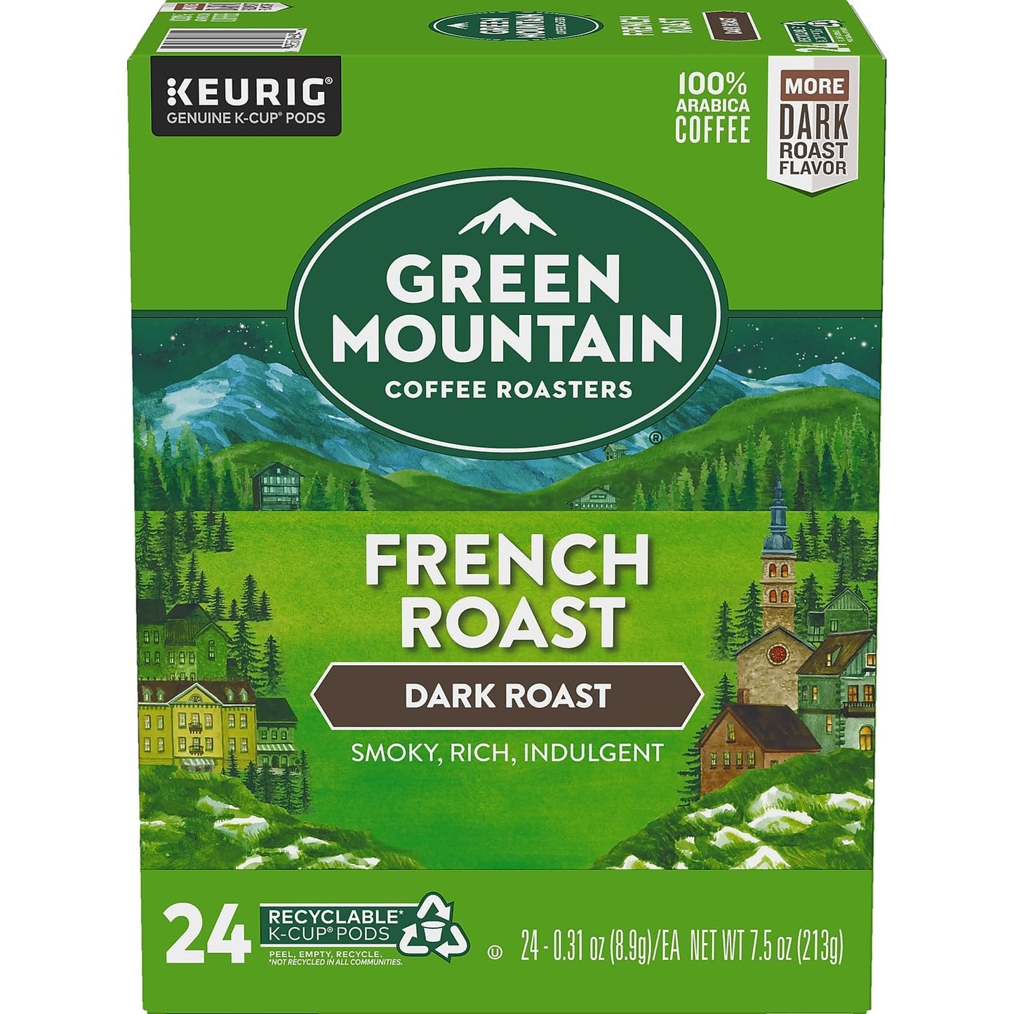 Green Mountain Coffee French Roast K-Cup Portion Pack, 24 Count, Green, Model 6694