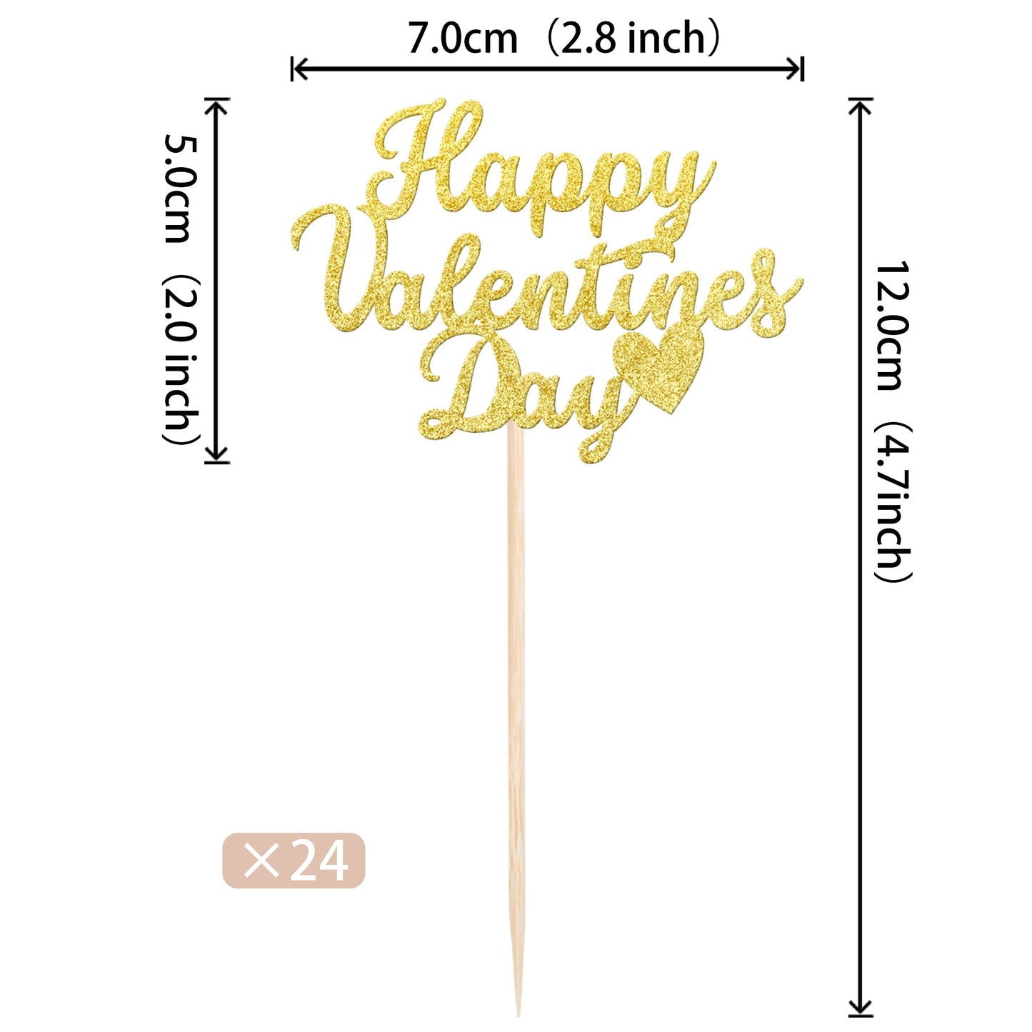 24 Pcs Happy Valentine'S Day Cupcake Toppers Glitter Sweet Love Be Mine Valentines Cupcake Picks For Valentine'S Day Theme Weddi