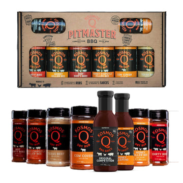 Kosmos Q Pitmaster BBQ Sauce Gift Set - BBQ Sauce & BBQ Spices Sampler Set - 8-Piece Grill Seasoning Set w/Barbecue Sauce & Meat