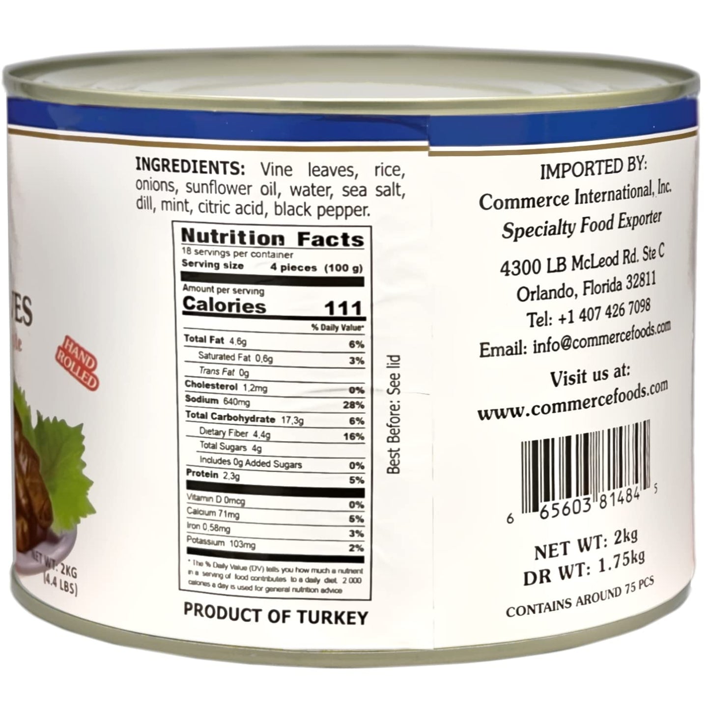 Eastern Feast - Stuffed Grape Leaves, 4.4 Lbs (2 Kg) Vegan, Kosher