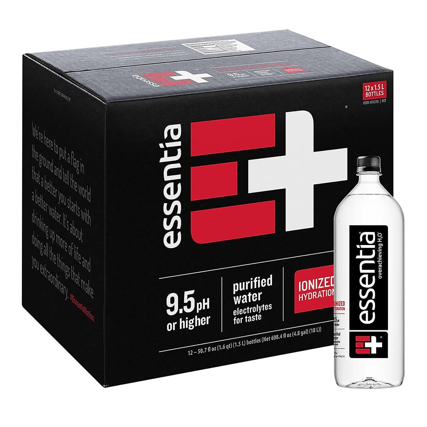 Essentia Water, Ionized and Alkaline Hydration, Mineral Infused with 9.5 pH or Higher, Electrolytes for Taste, Pure Drinking Wat