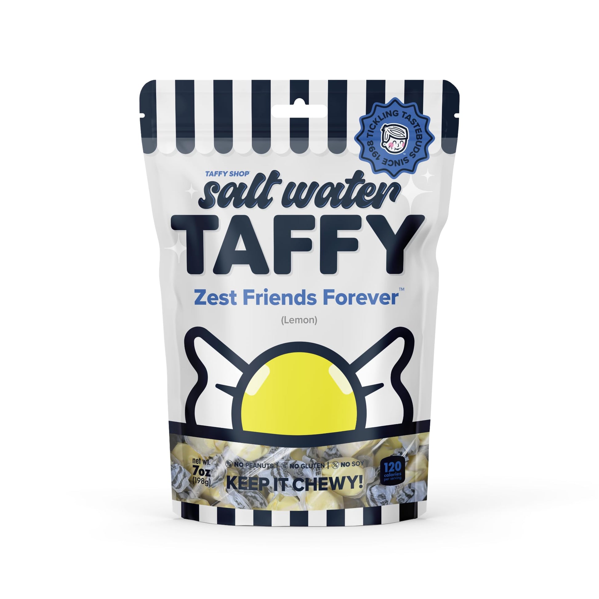 Taffy Shop Zest Friends Forever, Lemon Salt Water Taffy - Gourmet Soft Chewy Candy, Bulk Sweet Snack, Fresh Gift & Gluten-Free, 