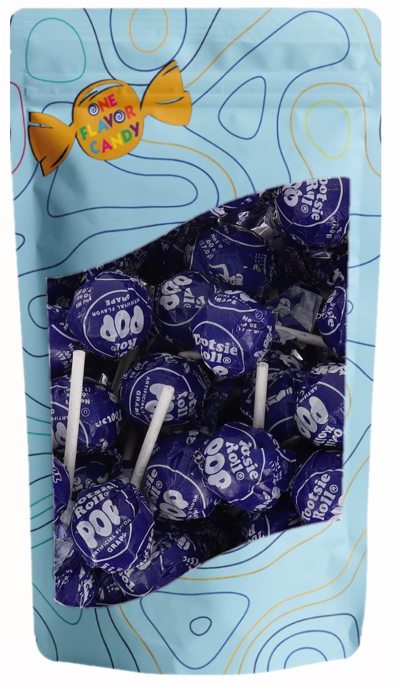 One Flavor Candy Tootsie Pops Lollipop Lolli Pops Bulk in Resealable Bag (Grape, Pack of 20)