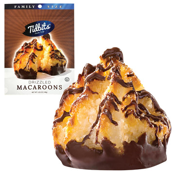 Tidbits Snacks To Go Chocolate Drizzle Macaroons - 5.25 oz. Family Size, Gourmet Gluten-Free Snack Treats, Delicious Vegan Dairy