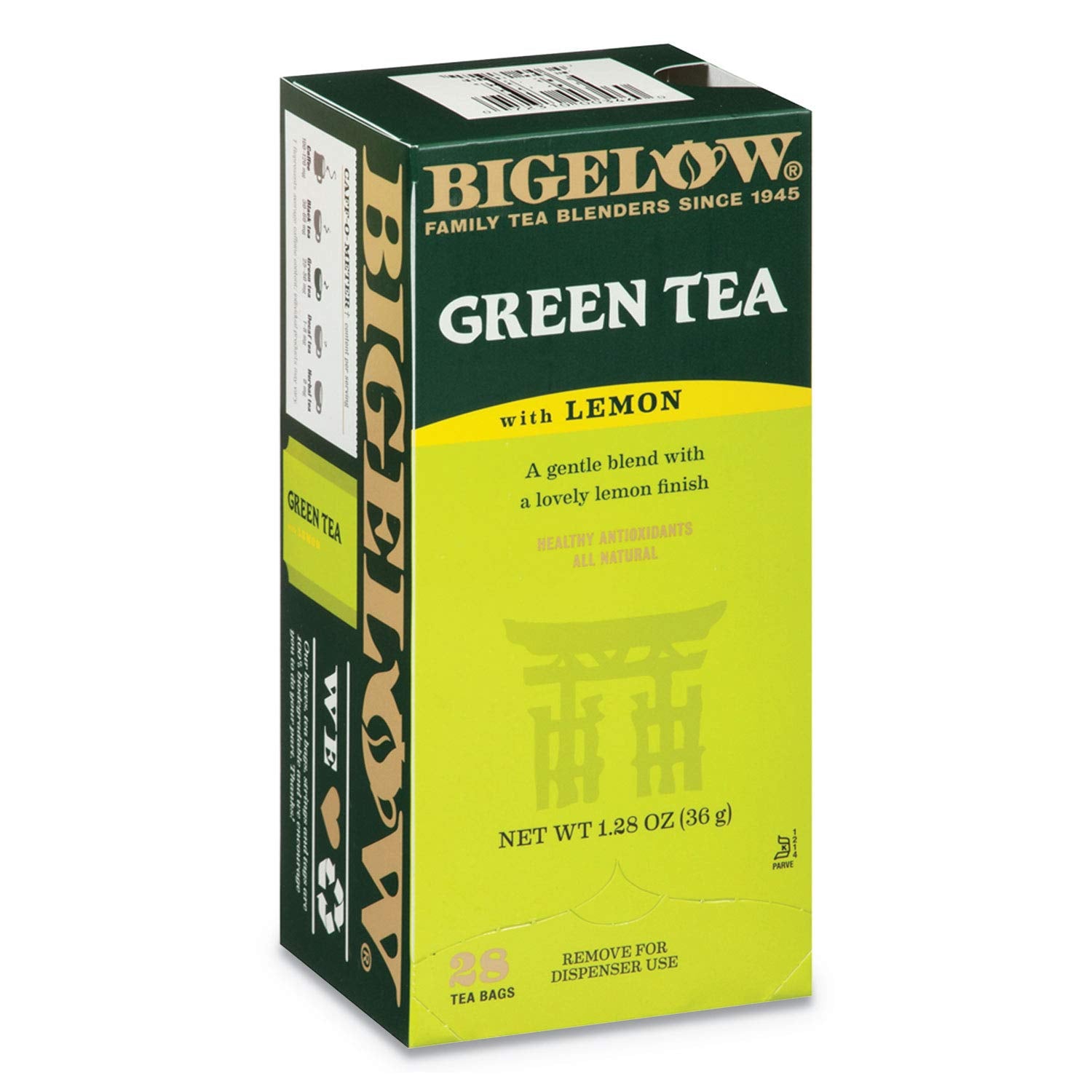 Bigelow Tea Green Tea with Lemon, 28 Count, 0.34 Lbs, Paper Packaging