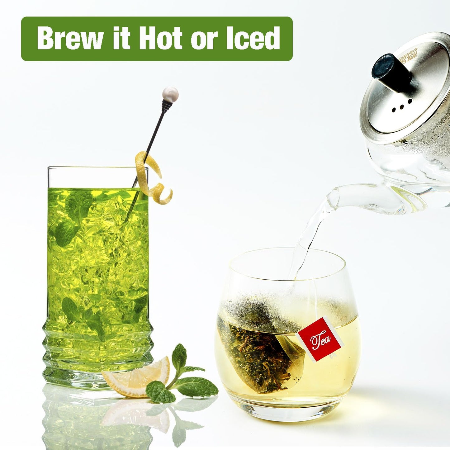 YUNHAHA Spearmint Tea Bags - Herbal Mint Tea - Caffeine-Free - 45 Count
