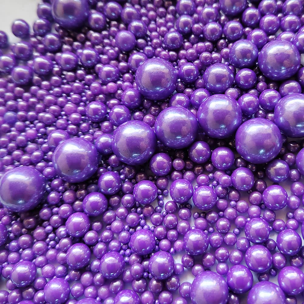 Eastron Edible Purple Pearl Sugar Sprinkles Candy Mixing Size Baking Cake Decorations Cupcake Toppers Cookie Decorating Celebrat