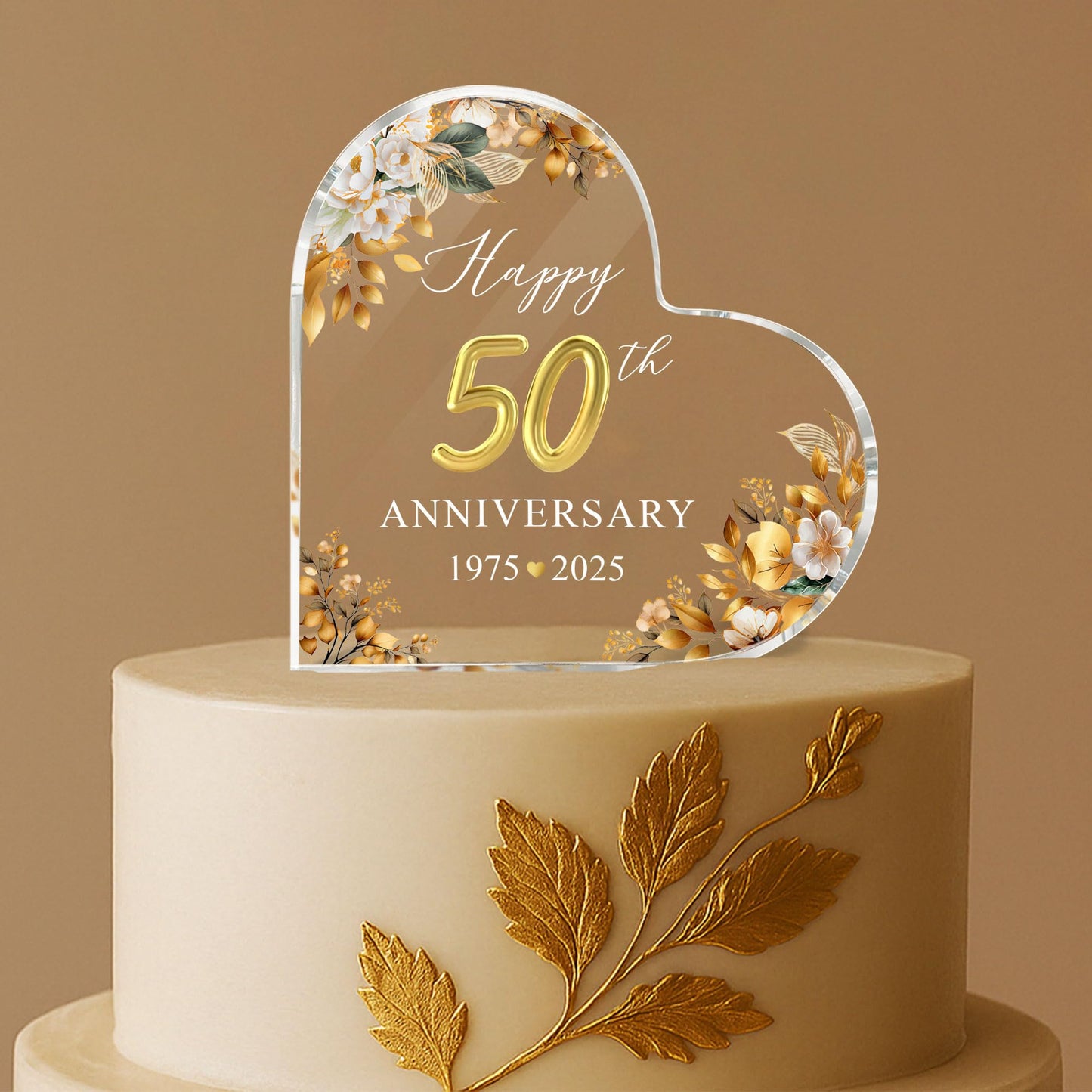 50th Wedding Anniversary Acrylic Cake Topper  50 th Anniversary Decorations  50 Wedding Topper  50 Years Of Married Gifts (50th Anniversary Cake Topper)