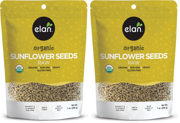 Elan Organic Sunflower Seeds, Raw, 7.1 oz, Pack of 2 | Unsalted | Shelled | Non-GMO | Vegan