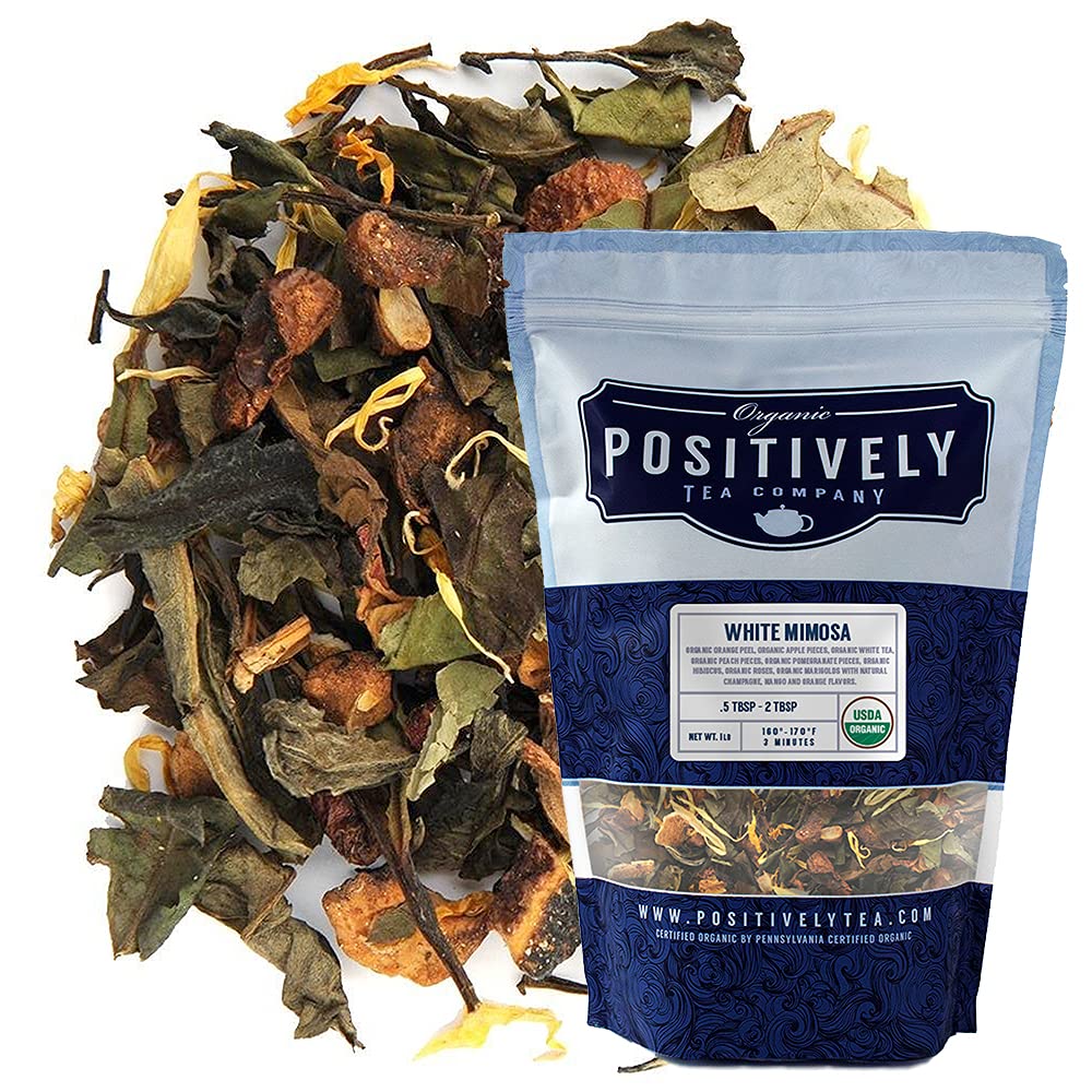 Organic Positively Tea Company White Mimosa White Tea Loose Leaf, 16 Ounce (1 Pound)