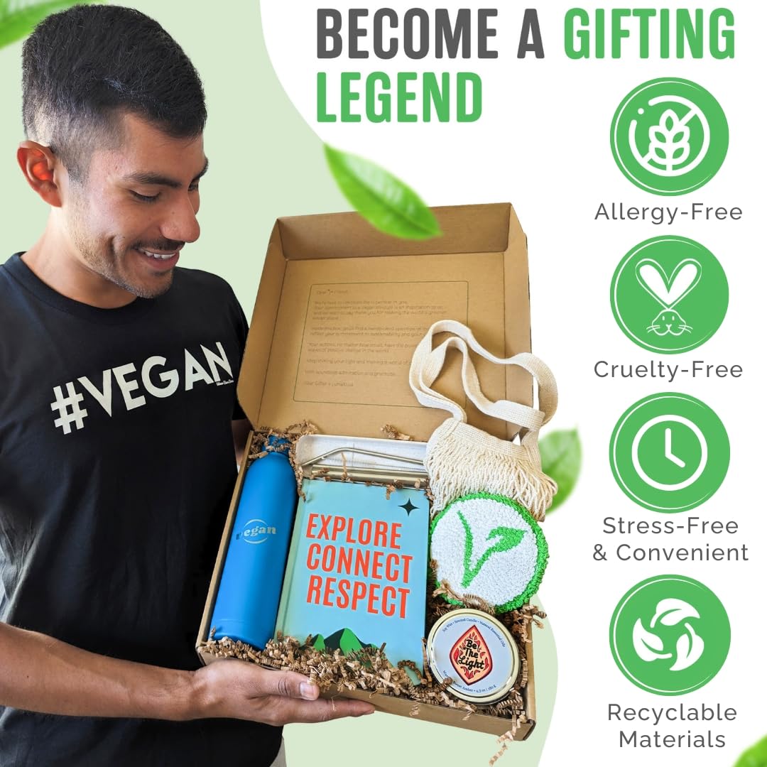 Vegan gift basket with premium vegan gifts for women and men - Gifts for vegans - Plant-Based, Allergy-Friendly, Organic - Cool