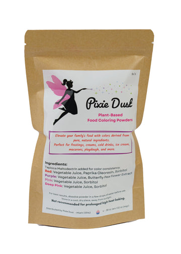 Pixie Dust All-Natural Food Coloring Powder Set, 4 Colors, 0.35 oz Each, Dye-Free, Plant-Based, Kosher, Flavorless