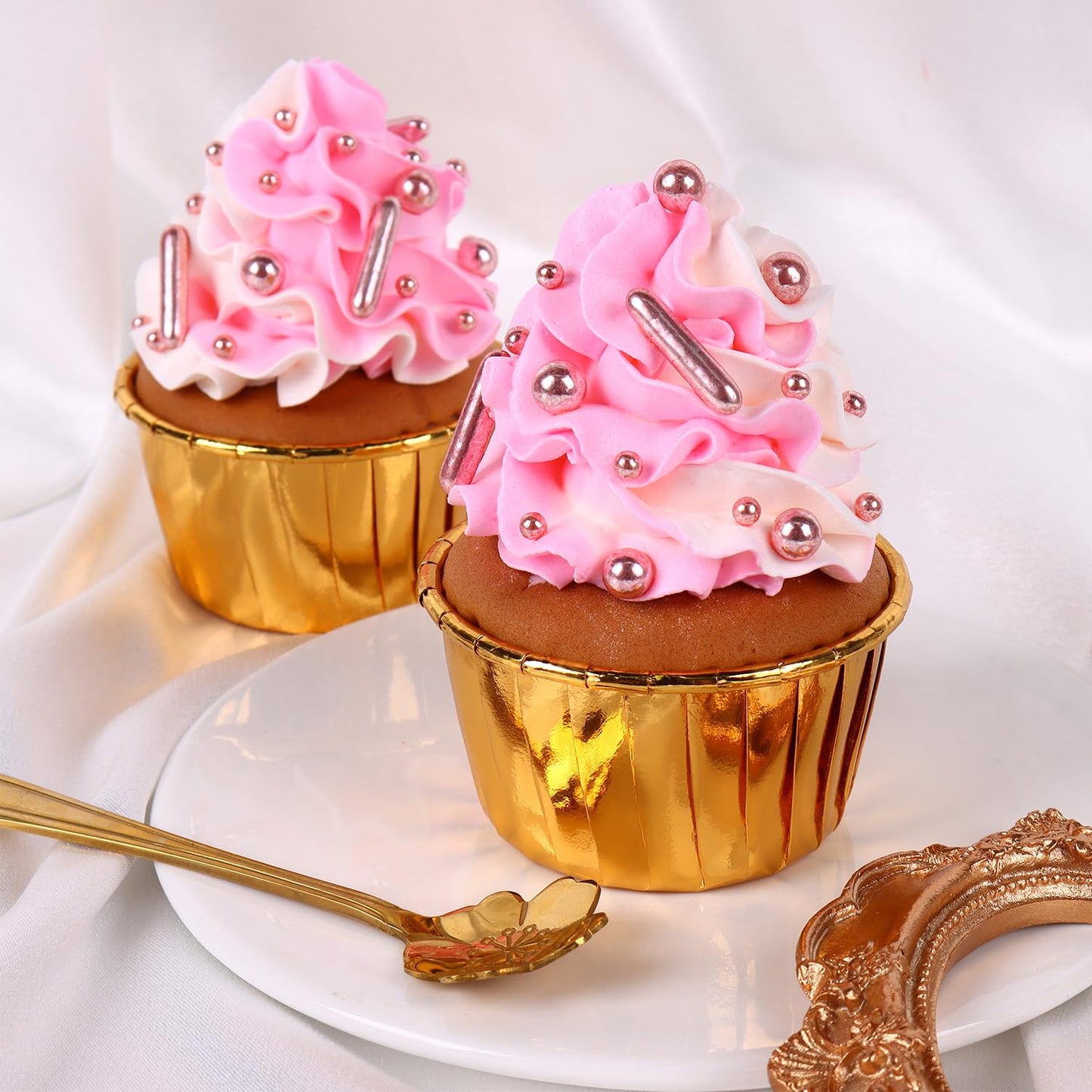 Rose Gold Sprinkles For Cake Decorating, Valentine'S Day Sprinkles, Rose Pearl Sugar Cupcake, Cookies, Ice Cream Toppings, 3.5 O