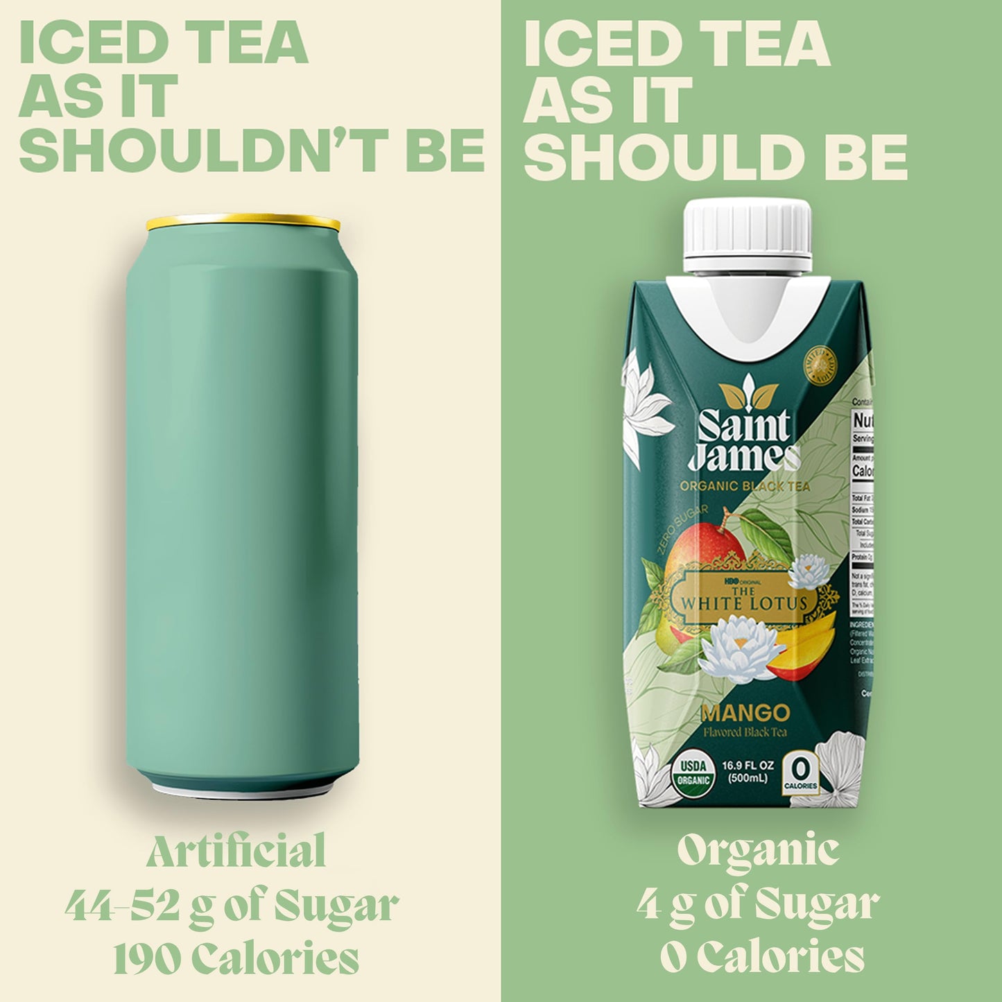 Saint James Iced Tea X The White Lotus Limited Edition - Organic Black Tea - Non-Gmo, Gluten Free, Zero Calorie, Zero Sugar - Ma