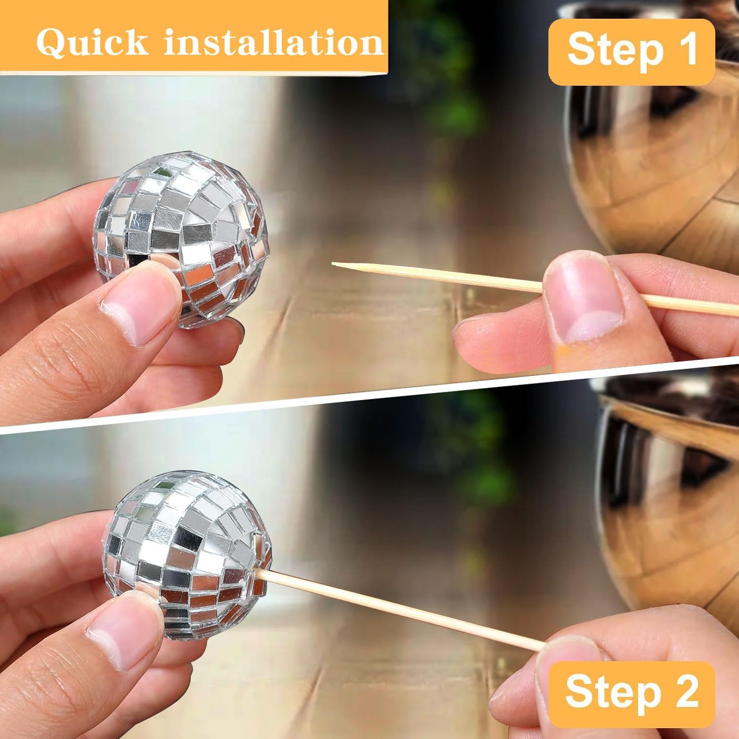 Zaycca Disco Ball Cake Toppers 36 pcs Silver 1970s Party Decorations Model 20240808