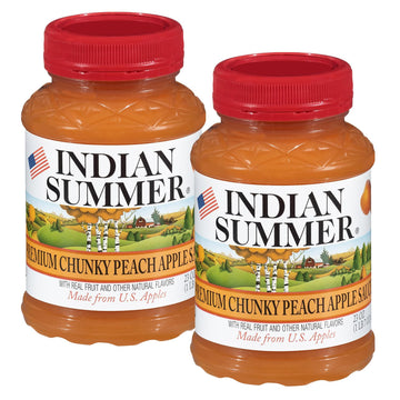 Indian Summer Enhanced Chunky Applesauce Made From Us Apples And American Growers (Peach, 23 Ounces Each, Pack Of 2)