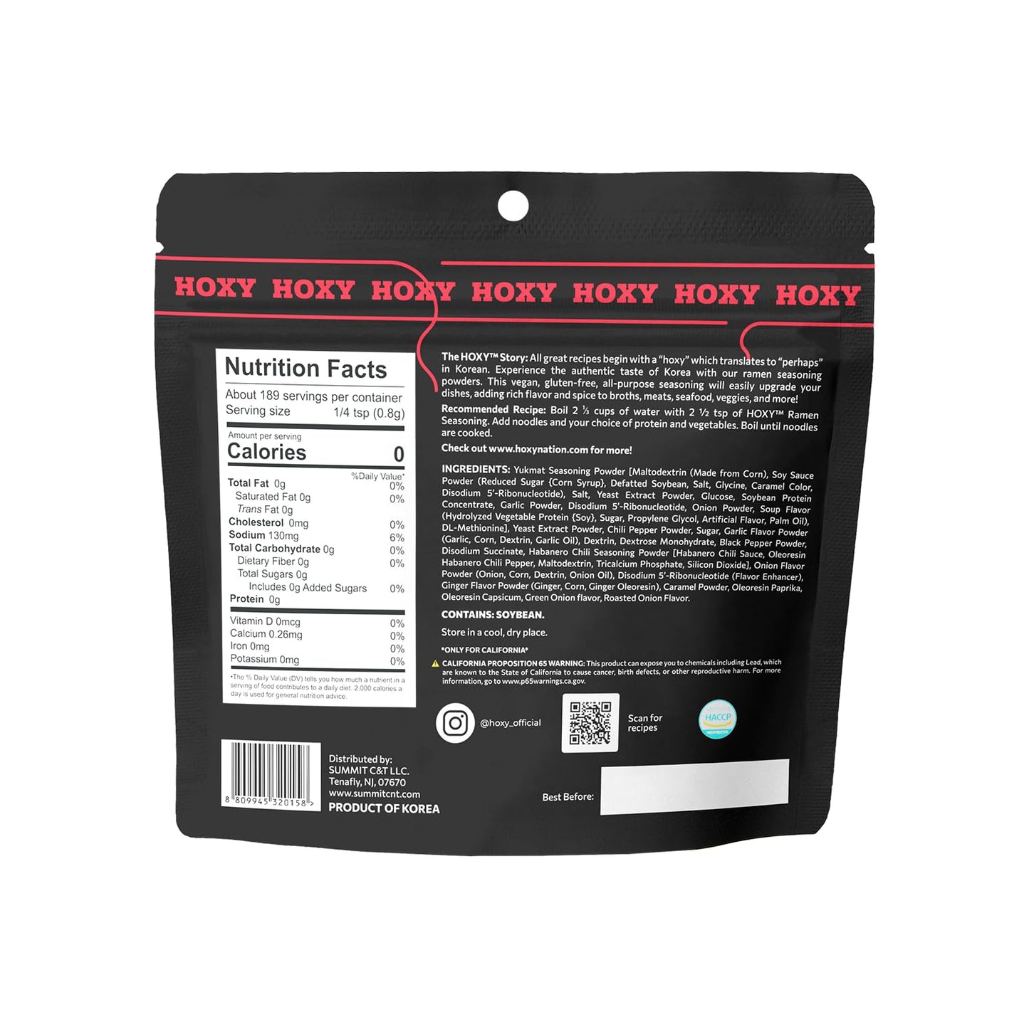 Hoxy Journey Of Korea ''Korean Ramen Seasoning'' | Gluten Free, Vegan, No-Msg | Premium Finest Ramen Seasoning Powder | 5.3Oz (I