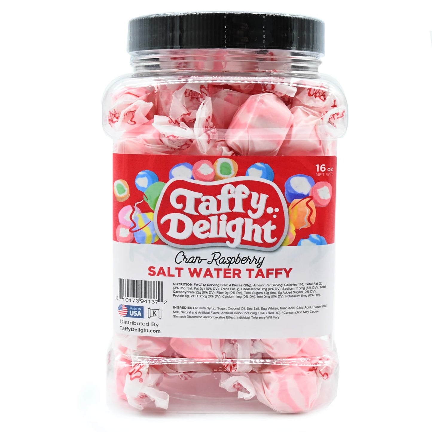 Taffy Delight Salt Water Taffy (16oz, Cran-Raspberry)
